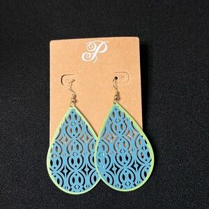 Blue and Green Teardrop Earrings